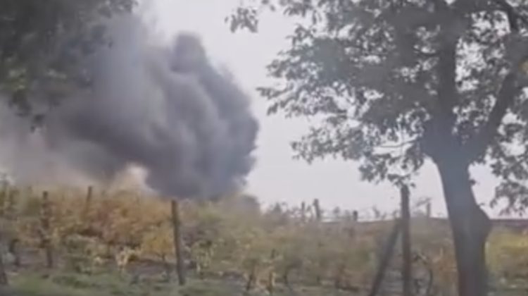 Fum dens în apropiere de satul Buțeni din raionul Hîncești. VIDEO de la fața locului