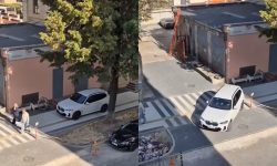 VIDEO Cu BMW-ul pe trotuar, printre pietoni. O șoferiță a fost documentată de poliție