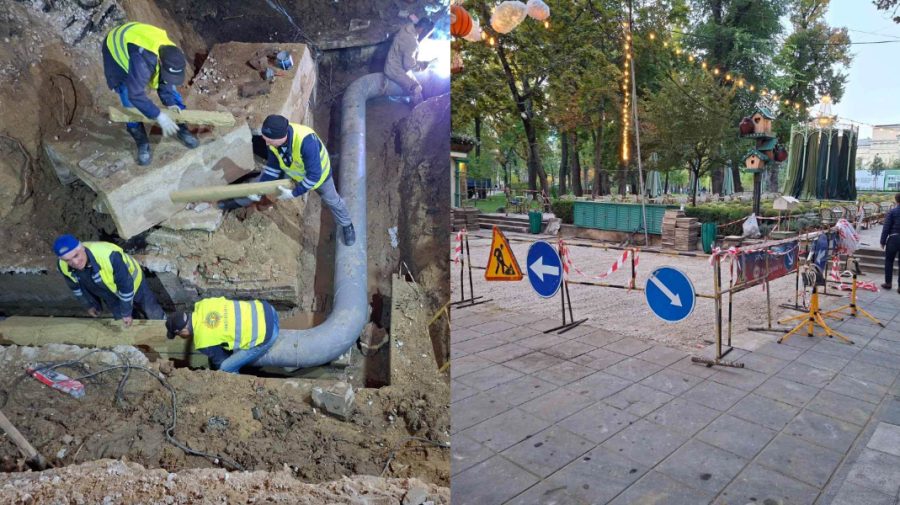 FOTO „Epopeea țevii” din scuarul Catedralei s-a încheiat. Termoelectrica: Conducta a fost reparată