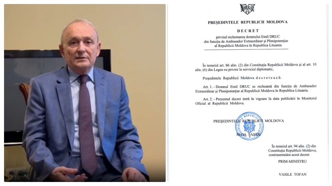 Emil Druc, rechemat din funcția de ambasador al Republicii Moldova în Lituania