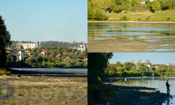 Imagini dezolante de la Soroca: Apa din Nistru s-a retras, iar mai mult de jumătate din albie a rămas descoperită