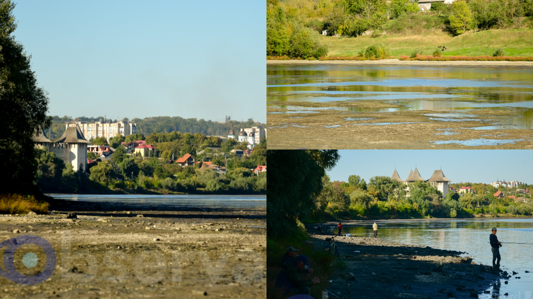 Imagini dezolante de la Soroca: Apa din Nistru s-a retras, iar mai mult de jumătate din albie a rămas descoperită