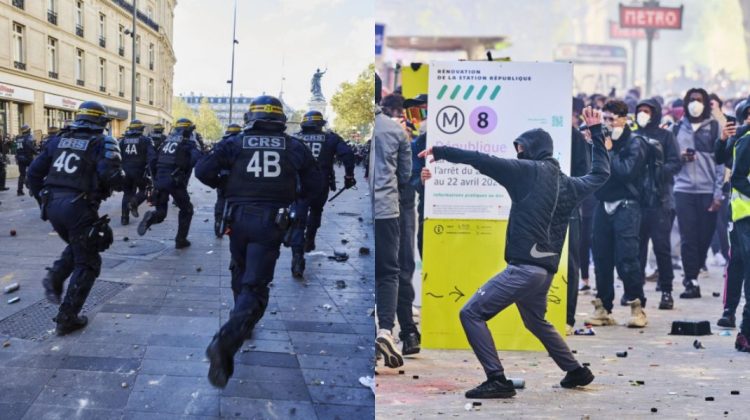 Mașini incendiate și vitrine sparte după protestele din Franța. Macron promite ajutor comercianților afectați