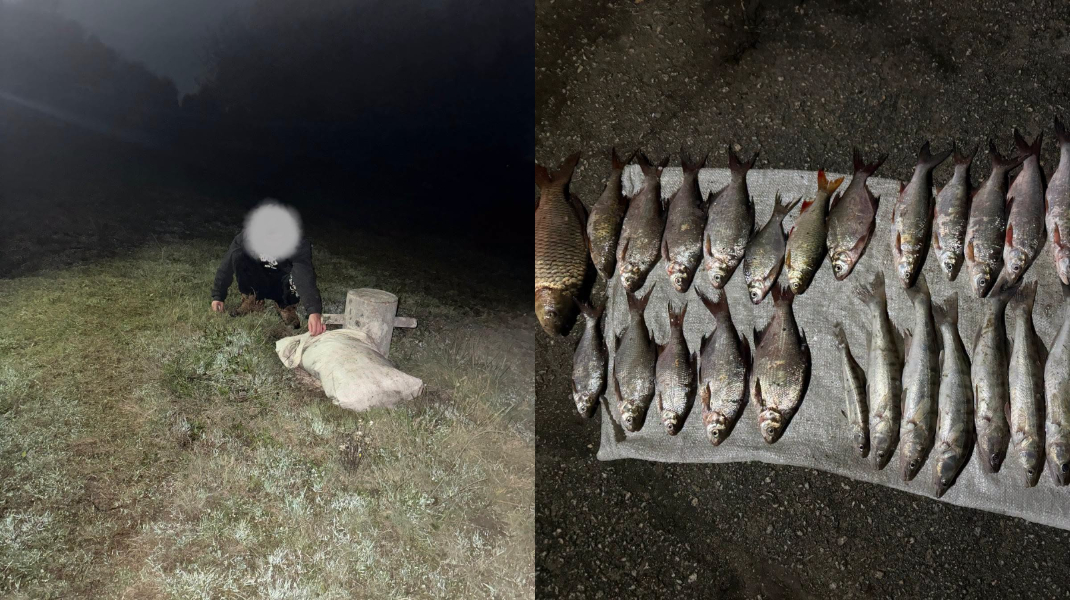 FOTO Pescuit ilegal pe Prut cu plase din monofilament. Un bărbat, prins în flagrant