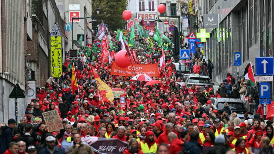 Bugetul Belgiei scoate oamenii în stradă: Proteste, gaze lacrimogene și anulări de zboruri la Bruxelles