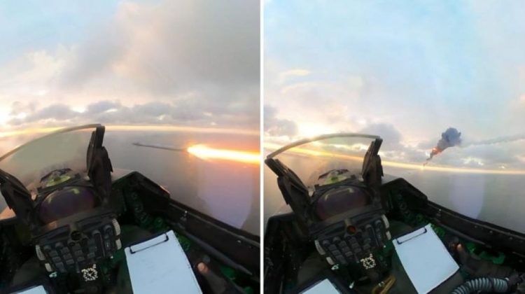 Imagini spectaculoase din avioanele F-16: Momentul în care piloții români doboară două drone Geran