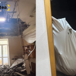 VIDEO dezolant din centrul Capitalei. Tavanul  s-a prăbușit peste canapea, într-un apartament