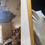 VIDEO dezolant din centrul Capitalei. Tavanul  s-a prăbușit peste canapea, într-un apartament